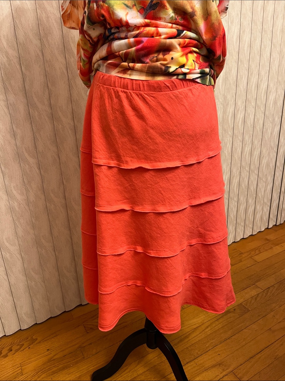 Soft Surroundings Coral Tiered A-Line Skirt